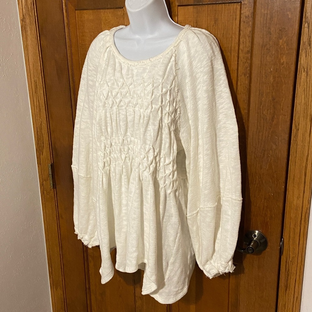 Free People Snowbell Babydoll Cottagecore Coquette Smocked Top Size XS / S - Picture 5 of 12